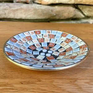 VTG Mosaic Tile Trinket Dish MCM Bowl Retro 60s 70s Jewelry Handcrafted Boho.